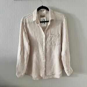 The Nu Vintage Donna Gauzy Cotton Long Sleeve Button Down in Dusty